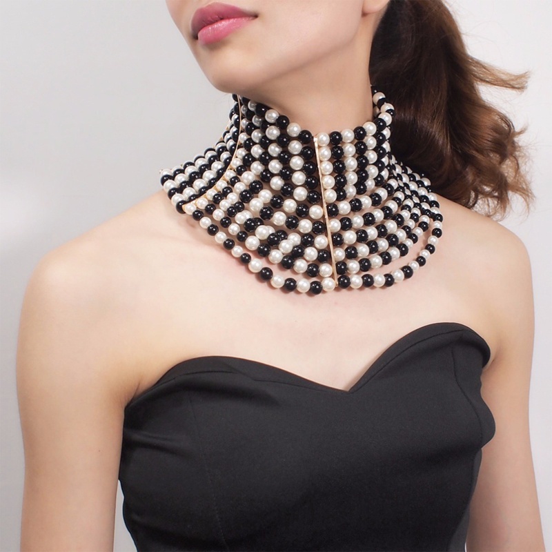 Dây Chuyền Choker Nhiều Lớp Đính Ngọc Trai Nhân Tạo Thời Trang Dành Cho Nữ