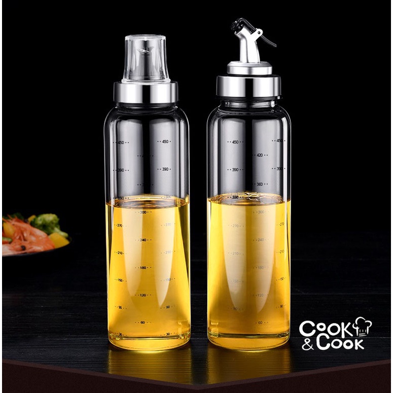 Bình đựng dầu ăn gia vị nước chấm bằng thủy tinh trong suốt có vạch đo nắp rời hoặc nút bật 160ml 200ml 270ml 450ml