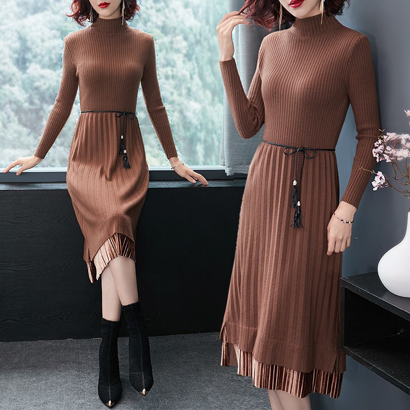 Đầm Sweater Nhung Dáng Dài Cổ Lọ Xinh Xắn Dành Cho Nữ | BigBuy360 - bigbuy360.vn