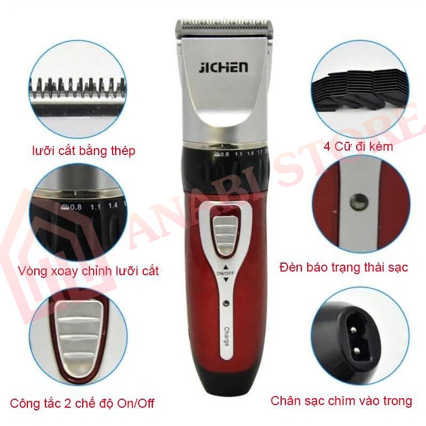 Tông Đơ Cắt Tóc Gia Đình Jichen - Tonder Cắt Tóc Cao Cấp, Chuyên Nghiệp, Máy Khỏe, Pin Trâu