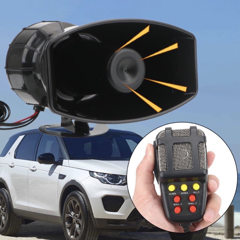 Còi Báo Động Cảnh Báo Âm Thanh 100W 12V 7 Âm Thanh Loa Lớn Xe Tải Cảnh Sát Cứu Hỏa + Hệ Thống MIC