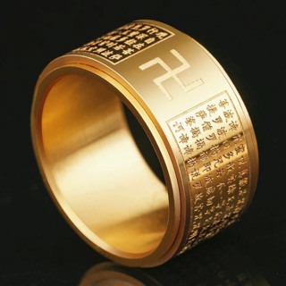 [VÀNG18k] Nhẫn phong thuỷ TỰ LỤC TÂM KINH ( Xoay 360*)