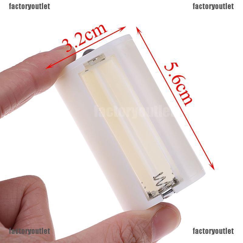 1hộp chuyển đổi pin AA sang pin loại D chất liệu nhựa màu trắng kích thước 5.6x 3.2cm tiện dụng