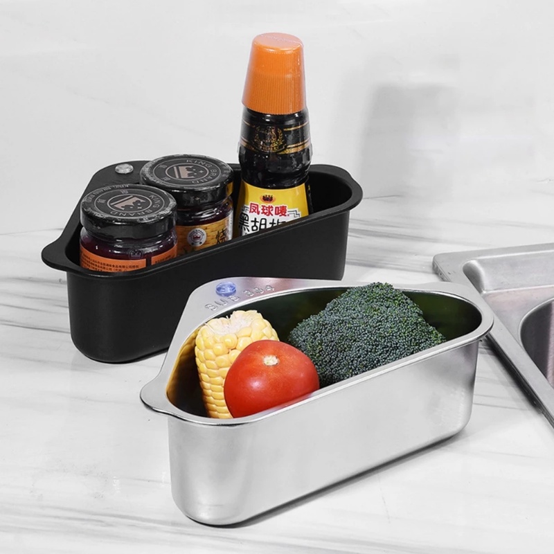 Giá Đỡ Rau Củ Quả Hình Tam Giác Bằng Thép Không Gỉ Gắn Bồn Rửa