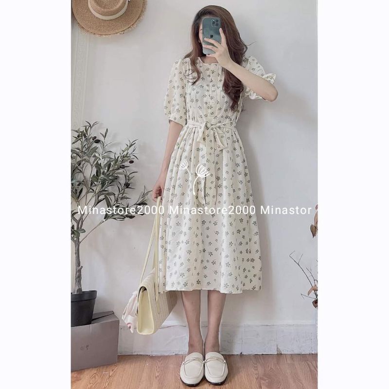(HÀNG SẴN) Đầm hoa nhí thắt eo Ulzzang phong cách Vintage cho các nàng thơ | BigBuy360 - bigbuy360.vn