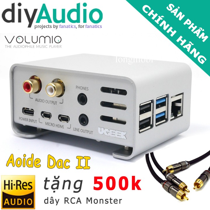 Aoide Dac II Volumio Bộ Giải Mã Âm Thanh Tích Hợp Máy Chủ Âm Nhạc 32bit 384khz DSD256 Tặng Dây Monster