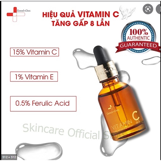 Serum Vitamin C GoodnDoc 30ml  - Serum dưỡng da chống lão hóa căn bóng da GoodnDoc Vitamin C 30ml