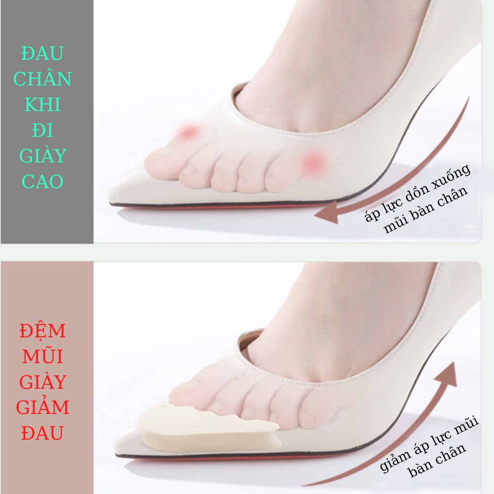 Lót đệm mũi giày nam nữ cao su non giảm đau, giảm áp lực mũi chân, chống trầy xước chân