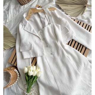 Sét đầm 2s dạ + khoác croptop