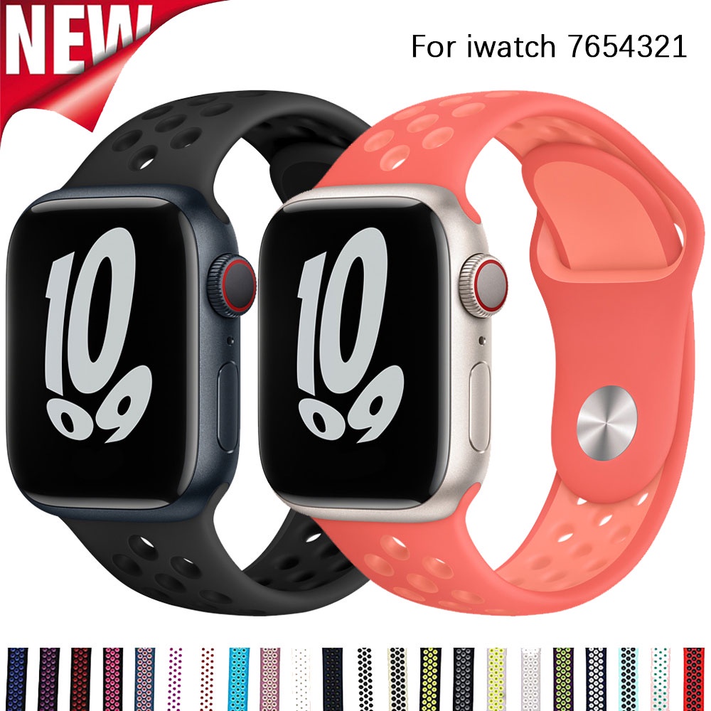 Dây Đeo Silicone 38 42 40mm 44mm 41mm 45mm Dành Cho iwatch 34567 SE