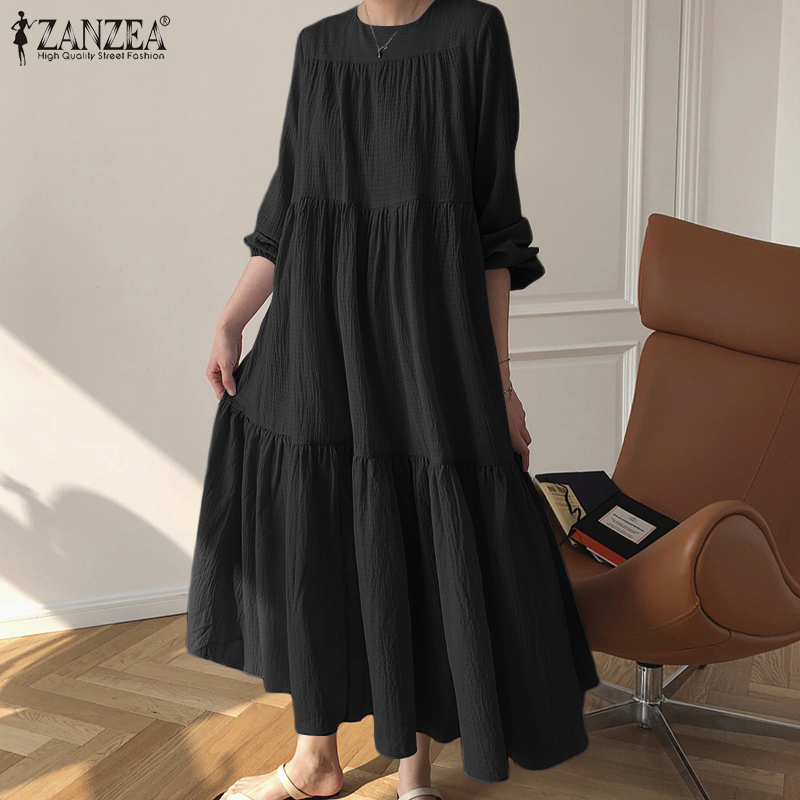 Đầm maxi ZANZEA tay phồng trẻ trung cho nữ