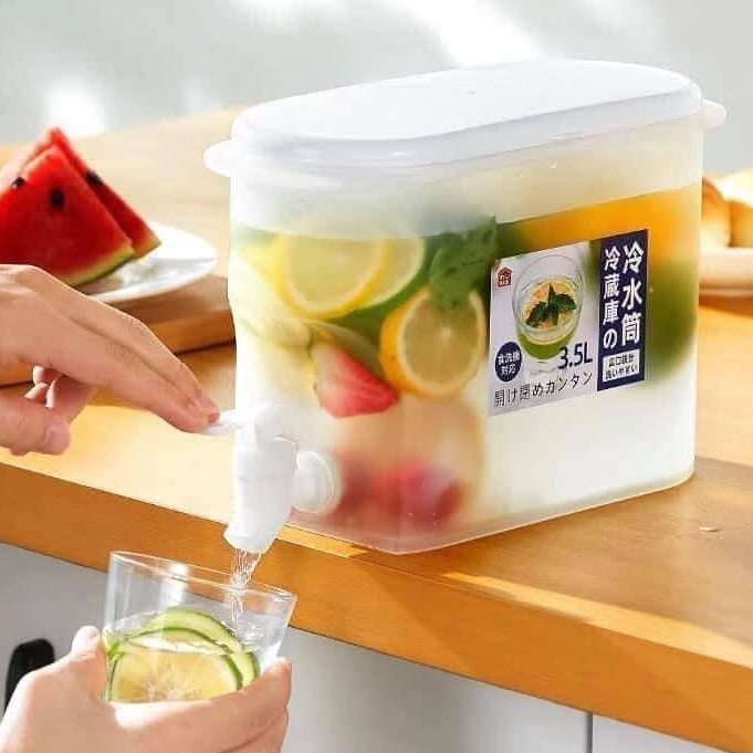 [Giải nhiệt mùa hè] Bình đựng nước có vòi để tủ lạnh tiện dụng 3.5l
