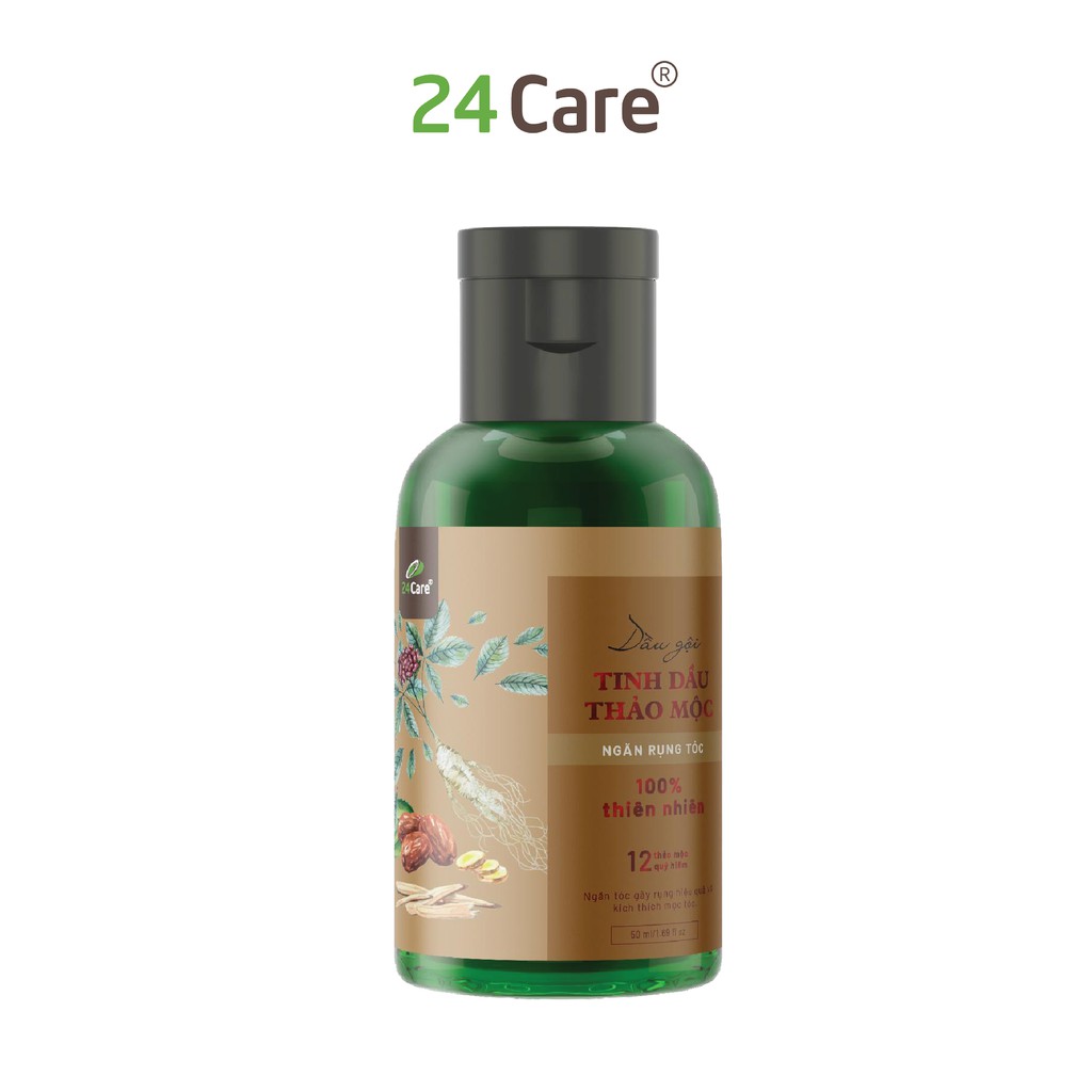 Dầu gội tinh dầu thảo mộc thiên nhiên 24care 300ml - NGĂN RỤNG TÓC 97%