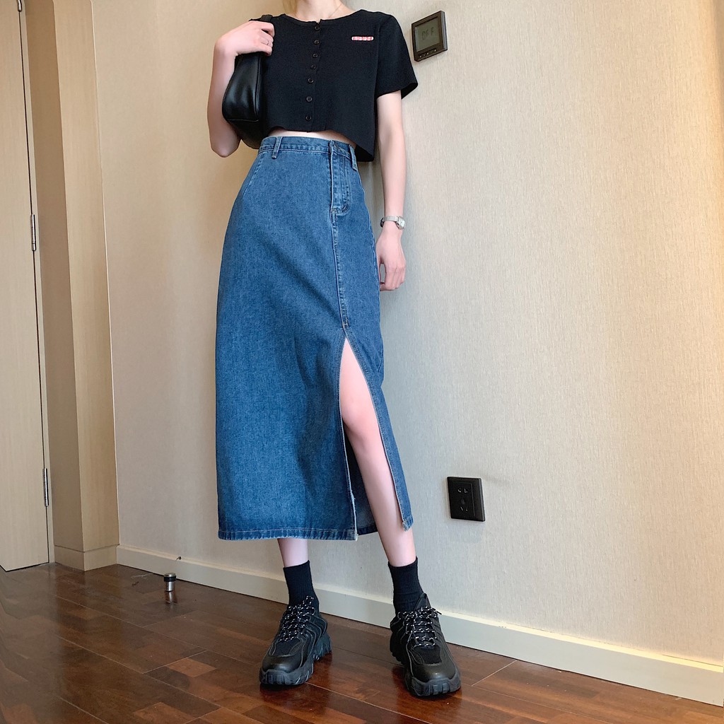 Chân Váy Denim Xiaozhainv Lưng Cao Phong Cách Hàn Quốc Cho Nữ | BigBuy360 - bigbuy360.vn