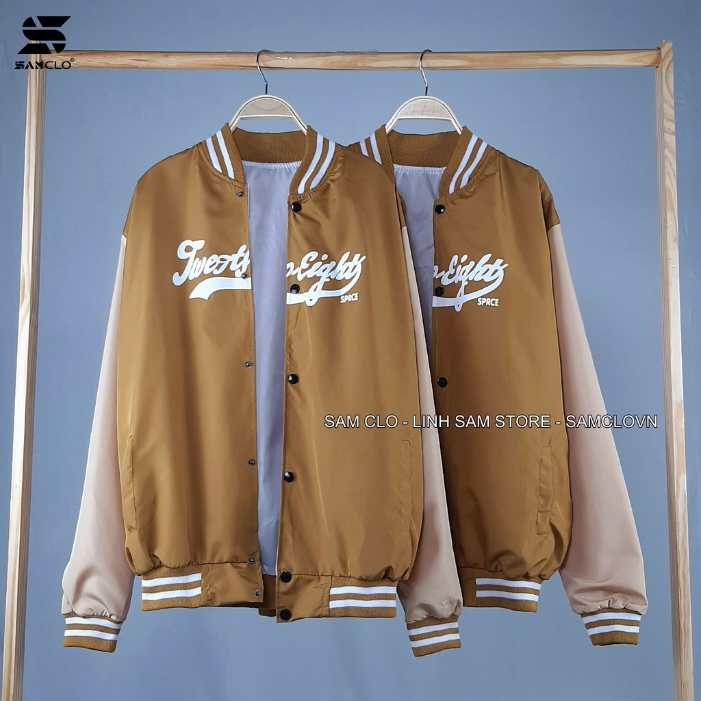 Áo khoác dù 2 lớp nam nữ SAM CLO - Áo khoác gió bomber phong cách bóng chày form rộng unisex mặc cặp in chữ TWENTY EIGHT