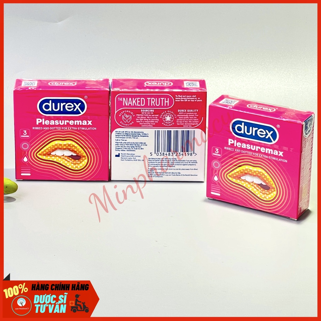 Bao cao su DUREX Pleasuremax Gân và hạt nổi 56mm - Minpharmacy