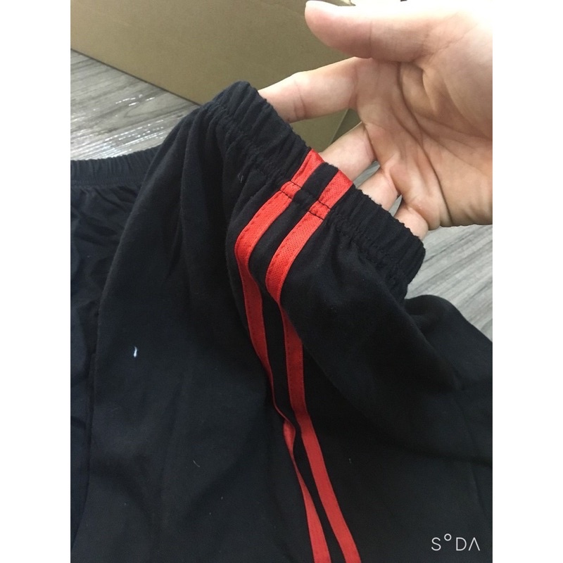 Quần shorts sọc thể thao Unisex/ Quần lửng ống rộng cạp chun trơn