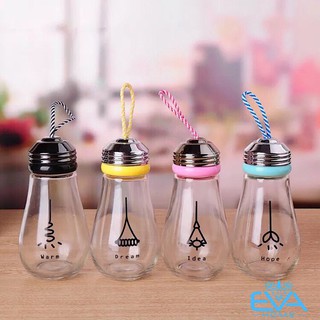 Combo 4 Bình Thủy Tinh Kiểu Dáng Bóng Đèn Dây Tóc Có Dây Xách 450 Ml