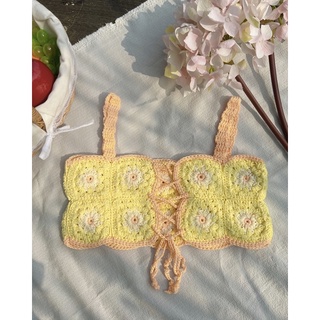 [Sale sốc chuyển kho] Daisy Croptop Áo len đan hoa cúc