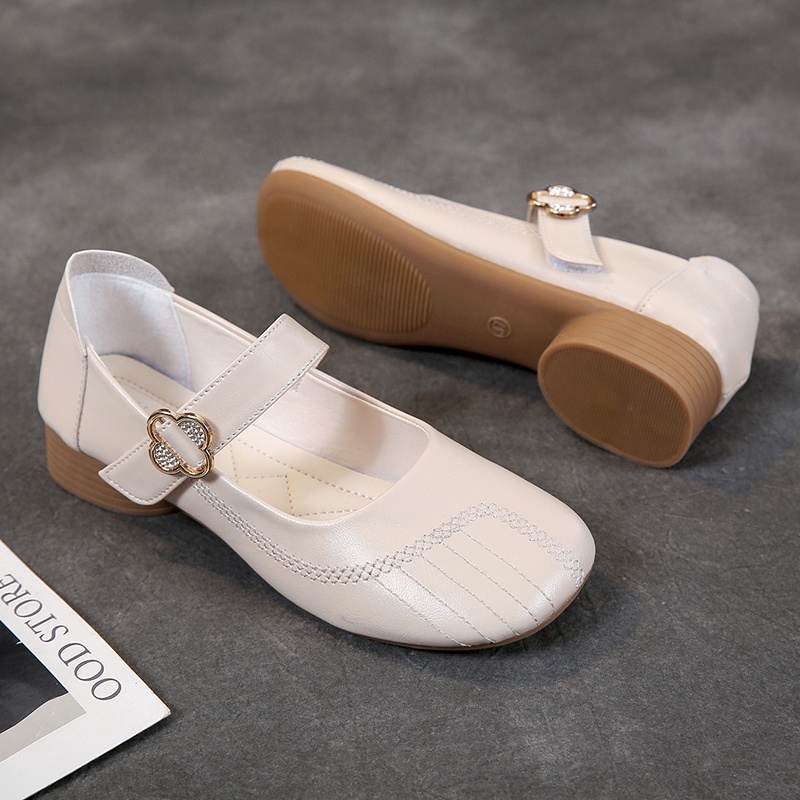 Giày Búp Bê Da Mũi Tròn Thời Trang Công Sở Dành Cho Nữ