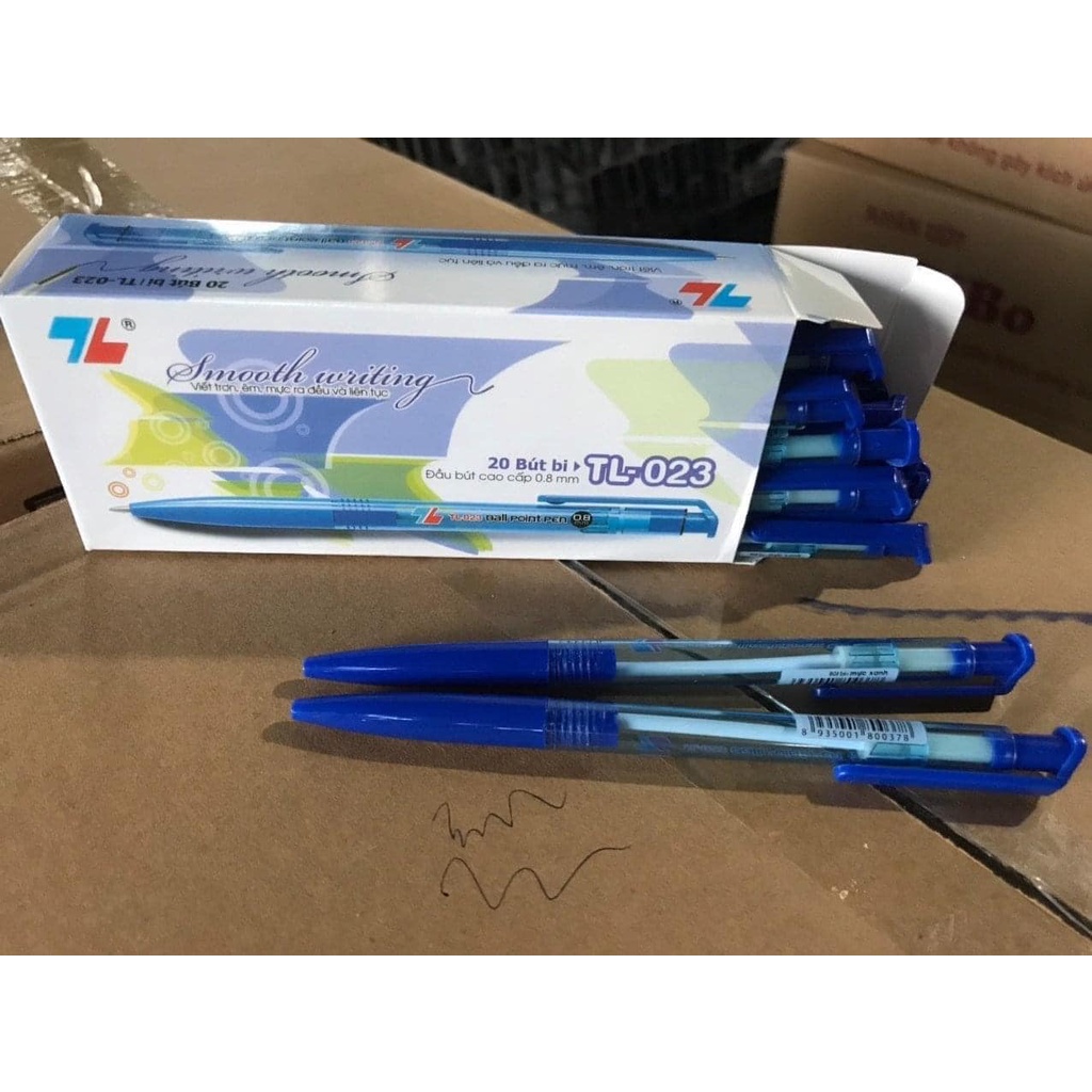 Bút bi T. Long TL-023 (hộp 20 chiếc) 2 màu Xanh và Đen  ( có sẵn )