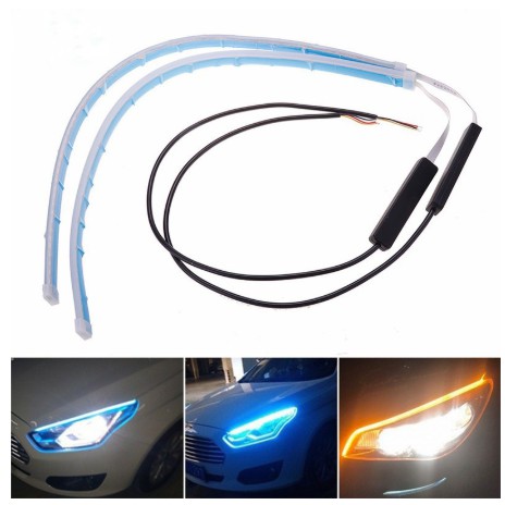 Dây led mí audi tích hợp demi xi nhan chạy đuổi 60cm uốn cong làm đèn ban ngày, daylight DRL cho Toyota Vios