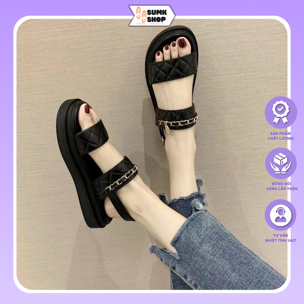 Dép quai ngang, sandal nữ bản to chất cao su siêu nhẹ, mềm dẻo êm chân