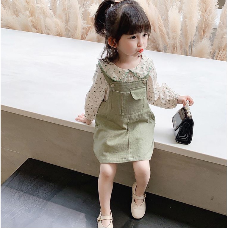 Váy yếm kaki chữ A bé gái