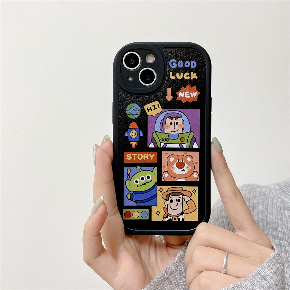 Ốp Điện Thoại TPU Mềm Phối Da Mặt Nhám In Hoạt Hình Toy Story Cho Iphone 11 7Plus 13 12 11 Pro Max X XS 12 13 XR