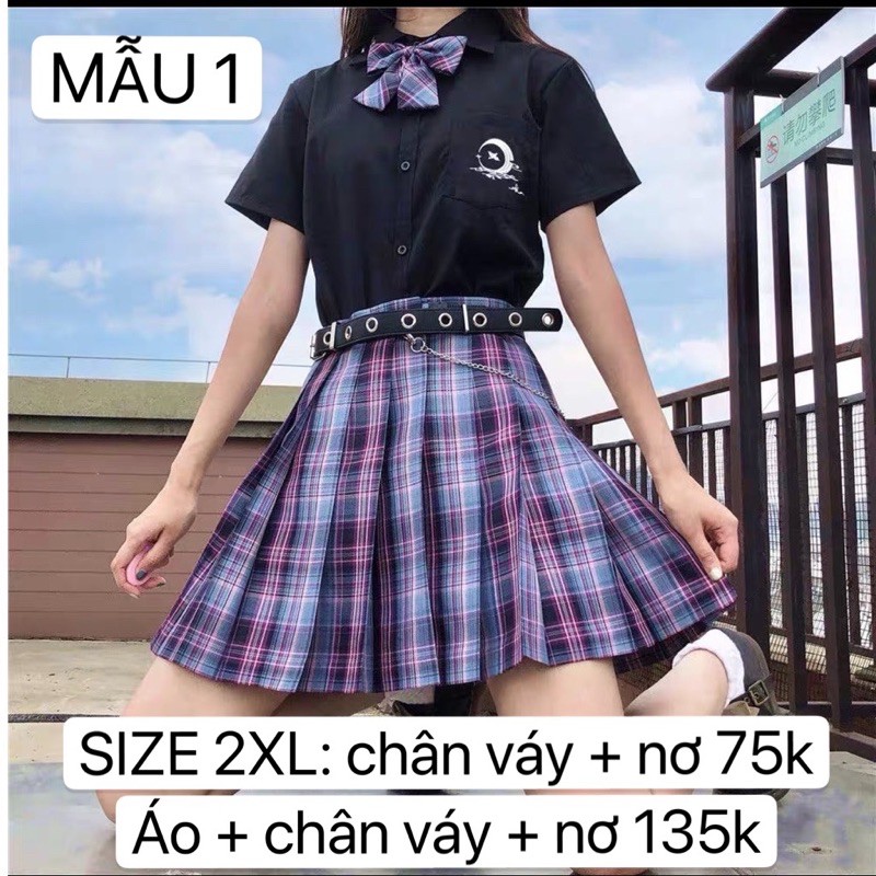 [PASS SIZE 2XL] Seifuku/ Chân váy học sinh/ chân váy xòe xếp ly kẻ caro đồng phục học sinh