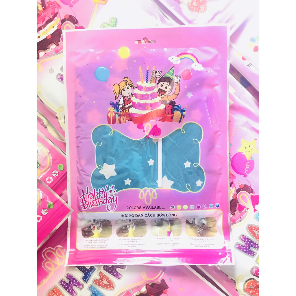 Bộ 13 bong bóng chữ HAPPY BIRTHDAY nhôm kiếng bạc nhiều màu | BigBuy360 - bigbuy360.vn