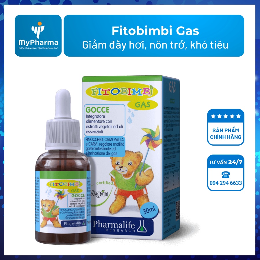 Pharmalife Siro Fitobimbi Gas Hỗ trợ giảm đầy hơi nôn trớ  khó tiêu ở trẻ 30ml