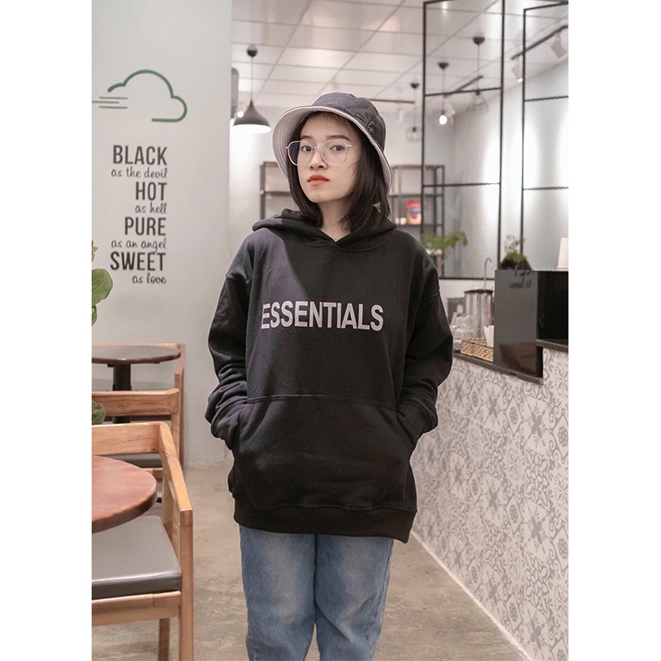 FREESHIP ÁO NỈ HOODIE ESSENTIALS,NỈ BÔNG COTTON 100% MỀM MẠI DÀY DẶN,ÁO NỈ BÔNG UNISEX,FREESIZE DƯỚI 65kg