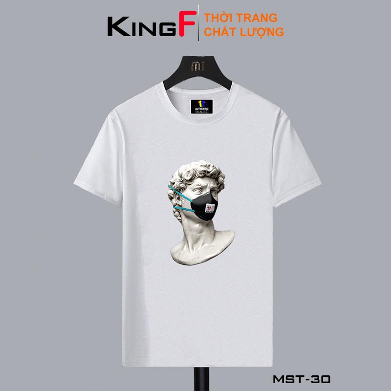 [COTTON 100%] Áo thun nam FORM VỪA TAY NGẮN KingF in hình KHẨU TRANG CHỐNG DỊCH - Form vừa tay ngắn mềm mịn, thoáng mát