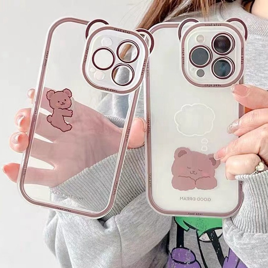 IPhone 14 13 12 11 Pro Max SE2020 X XR Xs Max 7 8 6 6s PlusỐp Điện Thoại Mềm Hình Tai Gấu Cho