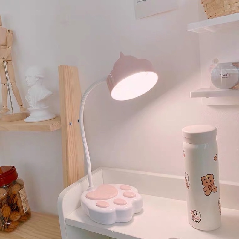 Đèn học để bàn hình bé mèo màu hồng