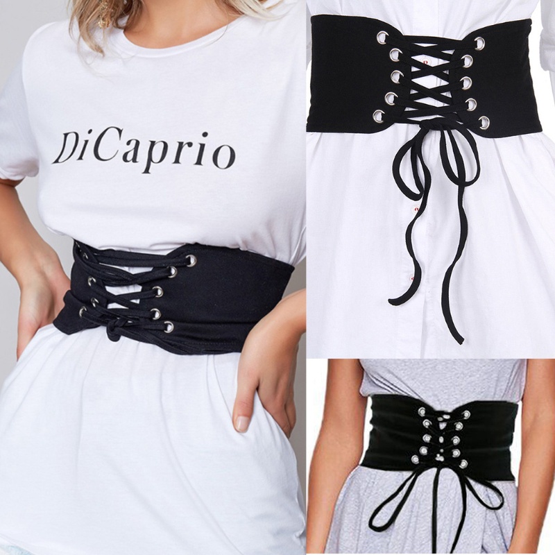 Thắt Lưng Bản Rộng Co Giãn Phong Cách Vintage Cho Nữ