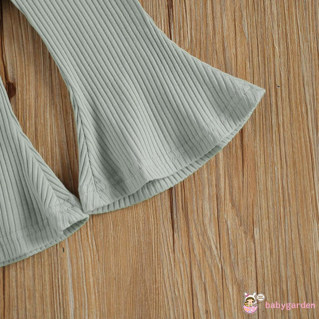 Set Áo Sát Nách Cổ Chữ V + Quần Ống Loe Phong Cách Đơn Giản Cho Bé Gái