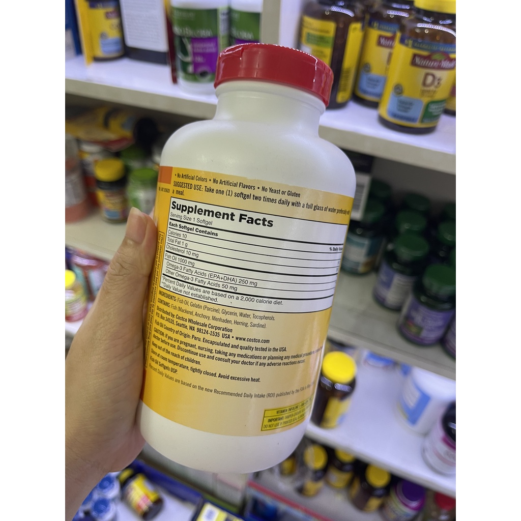 Dầu cá Fish oil Kirkland 1000mg 400 viên
