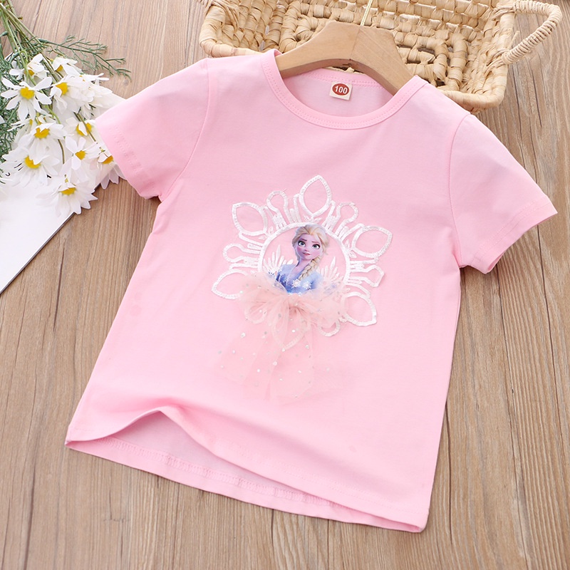 Áo Thun Mỏng Cổ Tròn Ngắn Tay Thời Trang Mùa Hè Hàn Quốc Dành Cho Bé Gái 2022