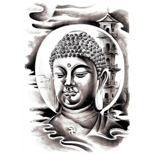 [Loại Ngắn Ngày] Hình Xăm Dán Kín Lưng Phật (35x48cm)