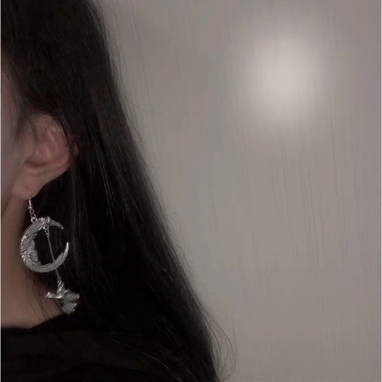 Đôi Bông Tai Hình Mặt Trăng Và Thánh Giá Thời Trang Cho Nữ