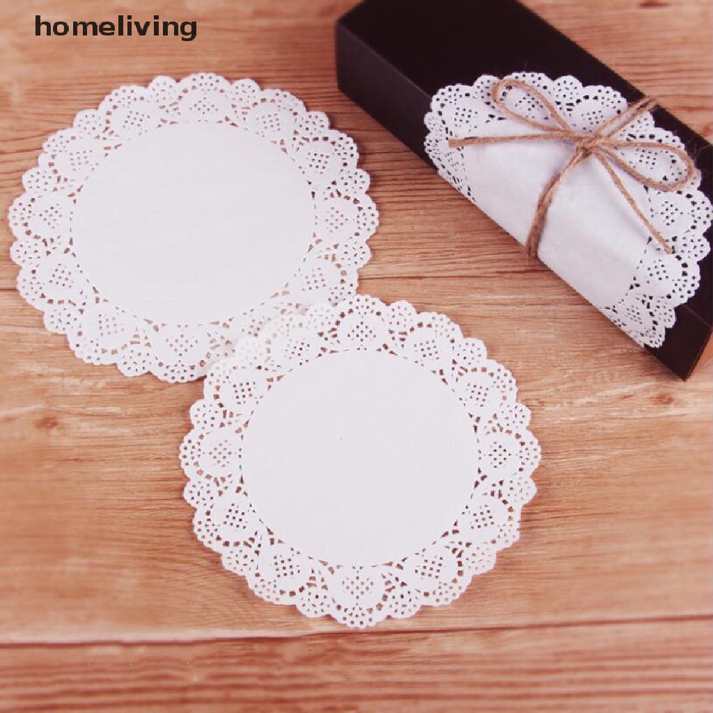 Bộ 100 Miếng Lót Bánh Hình Tròn Bằng Giấy Phối Ren Xinh Xắn