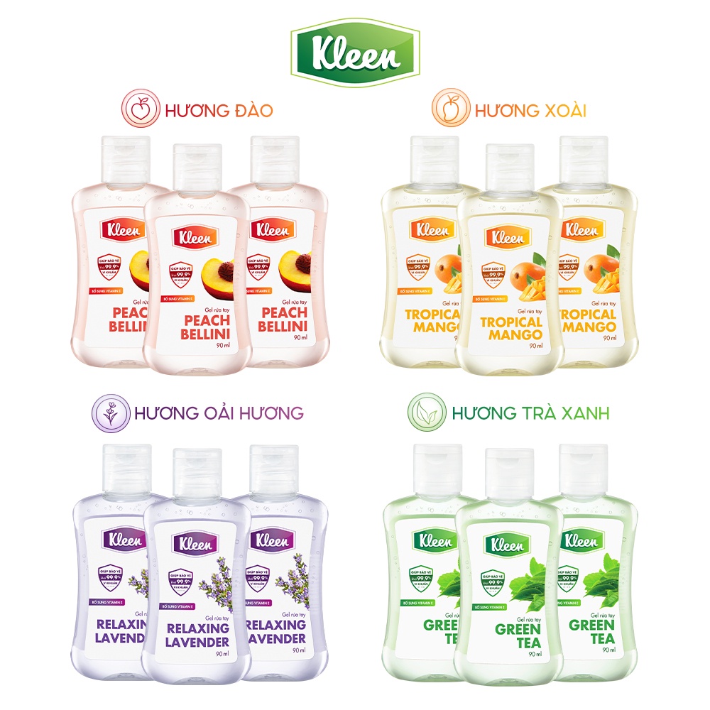 Combo 3 chai gel rửa tay khô kleen 90ml
