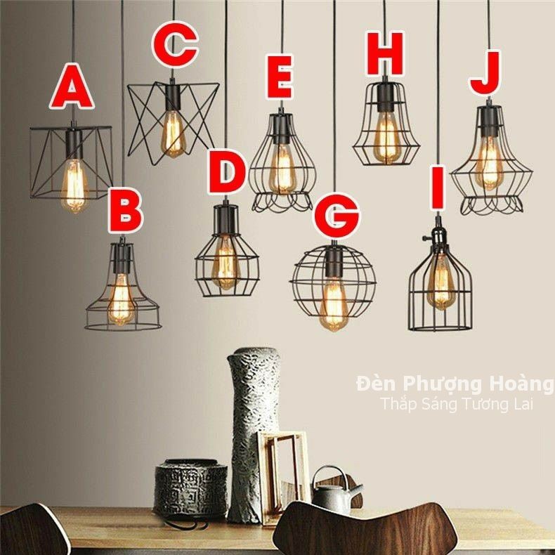 Đèn thả lồng sắt ABC... Sơn tĩnh điện (Chưa gồm bóng)