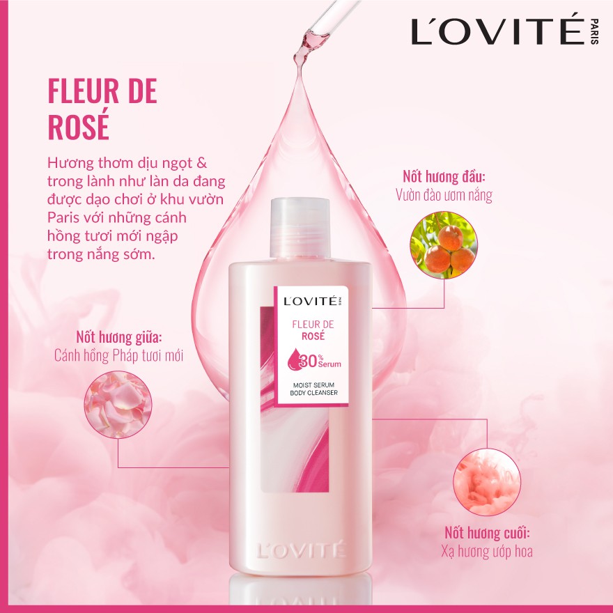 Sữa Tắm L'ovité Moist Serum Fleur De Rose Dưỡng Ẩm 400ml