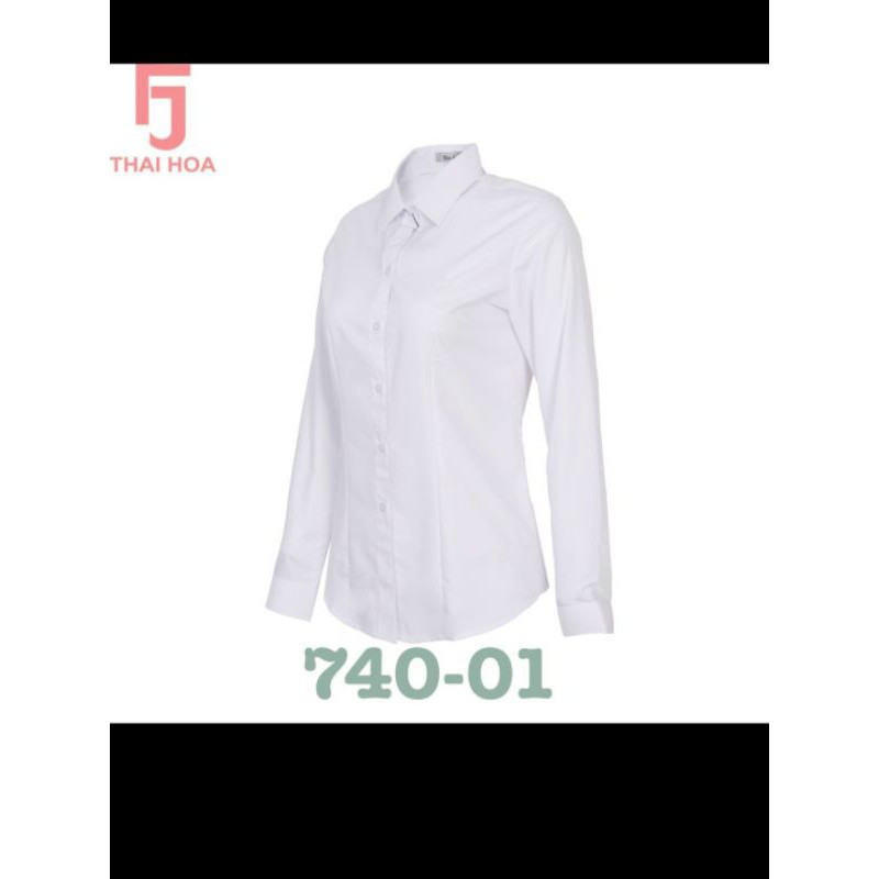 áo sơ mi nữ Thái Hòa trắng mã 740 vải kate dày. gửi hàng sau 1 đến 2 ngày đặt