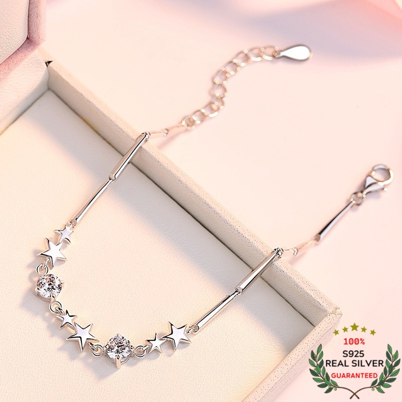 Vòng Tay Bạc S925 Pendant Star Dễ Thương | Lắc Tay Nữ Bạc 925 Thời Trang