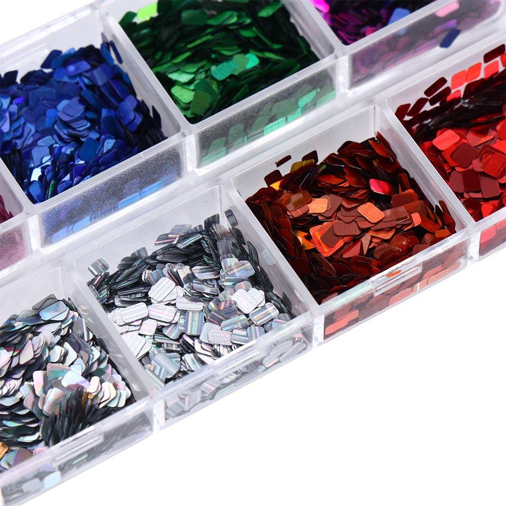 Hộp Kim Tuyến Hình Vuông Nhiều Màu Lấp Lánh Trang Trí Móng Nghệ Thuật