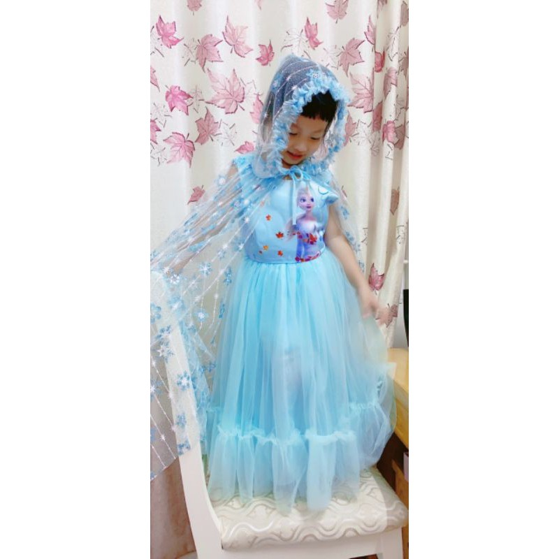 Đầm Elsa 3D kèm choàng mẫu mới từ 13-35kg